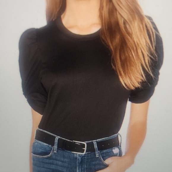 A.L.C. Black Puff Sleeve Kati Black Tee Size S $135 - Picture 1 of 5